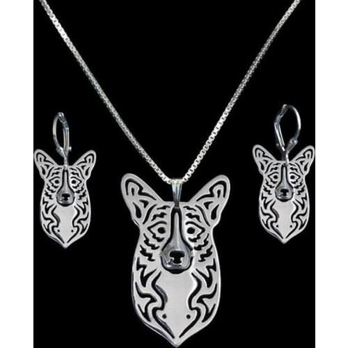 Women Metal Cardigan Welsh Corgi Jewelry Set Lovers' Alloy Cute Dog Shaped Jewelry Set