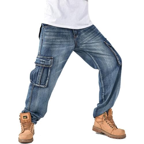 Jeans Men 2020 Modis Multi-Pocket Mens Blue Jeans streetwear Loose Large Size Hip Hop Denim Pants Biker jeans