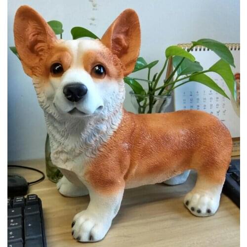 Corgi Dog Figurines Modern Decoration Lucky Resin Craft Corgi Standing Polyresin Home and Garden Decoration statue sculpture