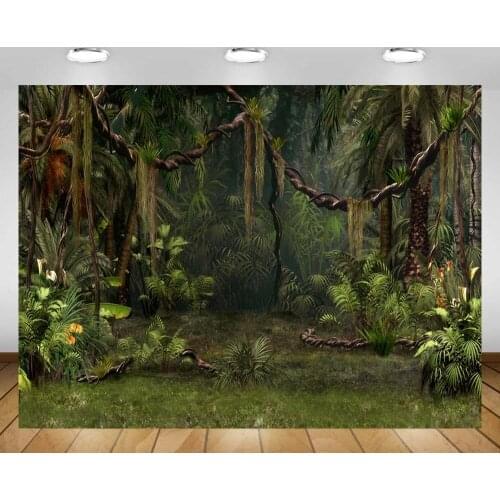 Mehofond Tropical Jungle Birthday Party Backdrop Spring Green Forest Baby Portrait Photography Background Banner Photo Studio