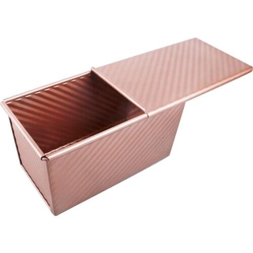 Baking Pullman Loaf Pan with Cover,Bread Pan with Lid,Nonstick Rectangle Corrugated Toast Box for Oven, Dough Cavity