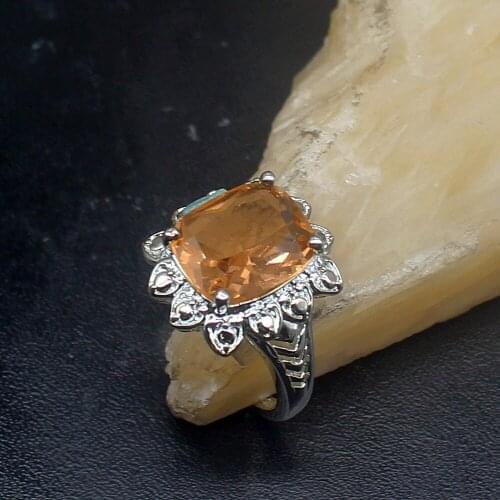 Gemstonefactory Jewelry Big Promotion Single Unique 925 Silver Gushing Sweet Honey Topaz Women Men Gifts Band Rings 7# 20212891