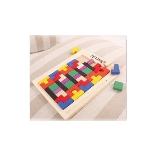 Tetris Puzzle Wooden Building blocks imposed Export to Europe Russia box 2 Years More Quality Early Development Free shipping