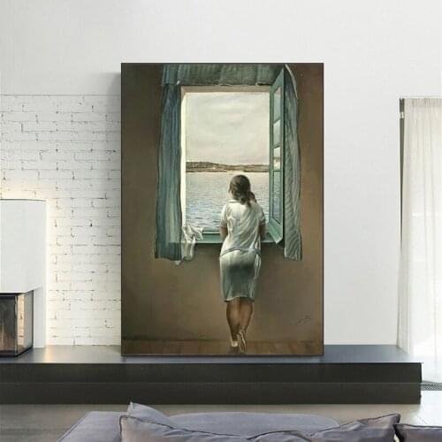 Salvador Dali Woman at The Window Canvas Paintings Posters and Prints Wall Art Pictures for Living Room Decor (No Frame)