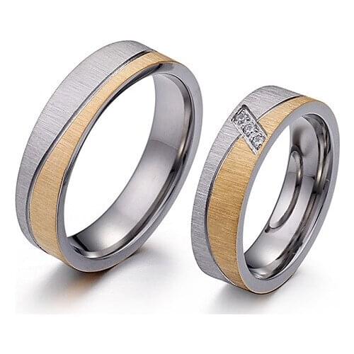 Korean version of titanium steel frosted creative double colors couple ring Valentines Day gift