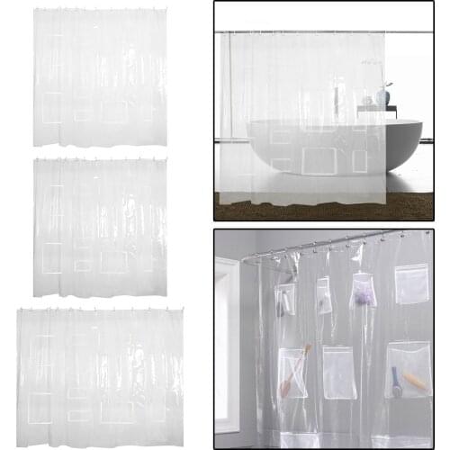 Creative Shower Curtain Liner 12 Pockets Tablet Holder with Hooks for Hotel Bathroom