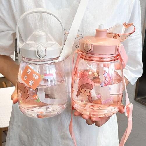 Large Capacity Summer Plastic Straw Cup Lovely Portable Water Cup With Straw Water Bottle For Children School Ice Bottle