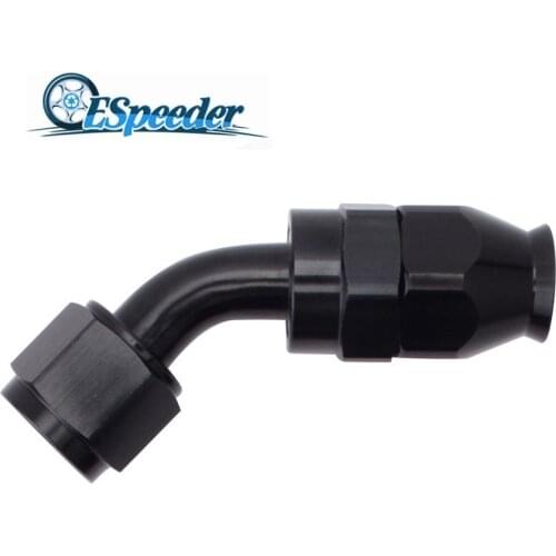 ESPEEDER AN8 PTFE Fitting Reusable Aluminum Adapter 0 45 90 180 Degree Hose End For PTFE Oil Fuel Line Car Accessories