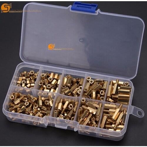 300pcs M3 Brass Standoff Spacer Hex Column Screw Nut Assortment Kit Set With Box
