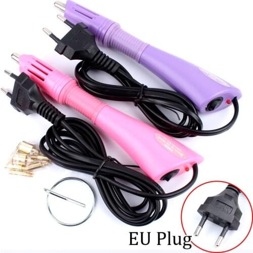 New EU plug purple/Pink 5 Seconds Fast Heated! Iron-on Hot Fix Rhinestone Applicator Wand Heat-fix Tool Free Shipping