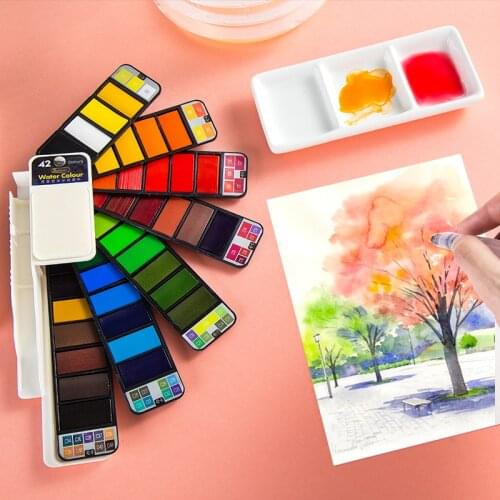 Solid Watercolor Paint Set With Water Brush Pen Foldable Travel Water Color Pigment For Draw Dropshipping acuarelas profesionale