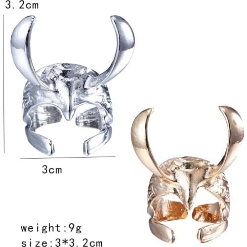 Wholesale 5 Pcs / European and American film popular 2 Alloy Helmet Rings for Men Women Vintage Metal Ring Fashion Accessories