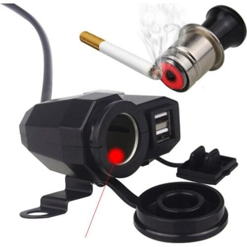 Cigarettes Lighter Socket Dual USB Ports Waterpoof PC Independent Switch Motorbike Charger for Motorcycle