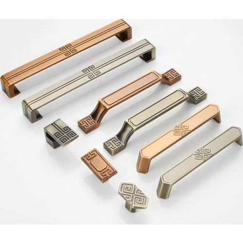 Antique Solid Thickened Carved Bronze Furniture Drawer Handle Retro Wardrobe Door Knob Kitchen Handle Wardrobe Drawer Pulls 1pc