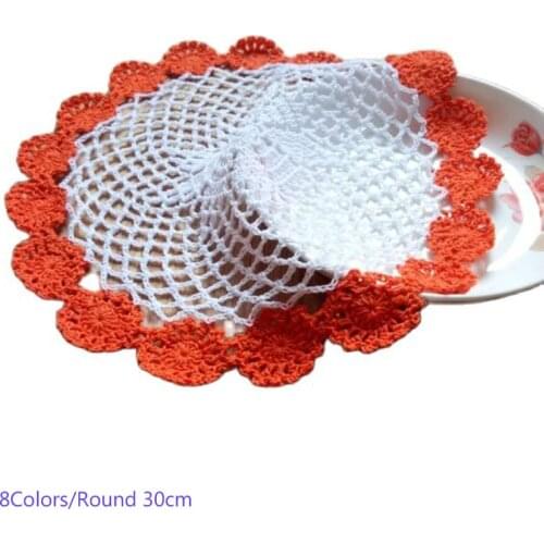 Modern round lace cotton table place mat crochet coffee placemat pad Christmas drink coaster cup mug tea dining doily kitchen