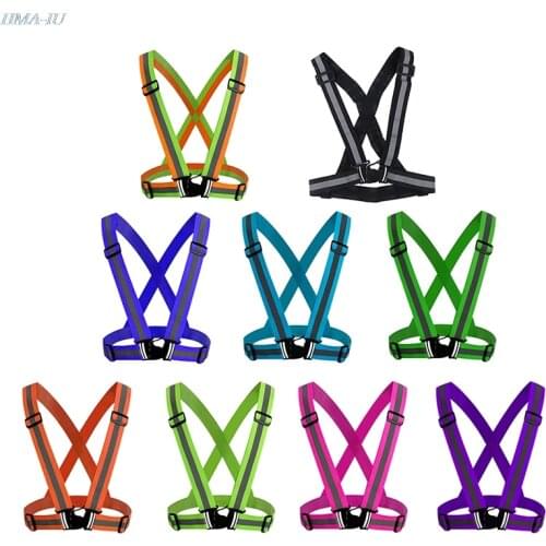 1pc Safety Adjustable Safety Reflective Visibility Striped Vest Jacket Highlight For Night Riding Cycling Sports