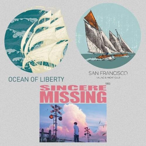 Large round nautical sail Japanese anime Iron on Patches For DIY Heat Transfer Clothes T-shirt Thermal transfer stickers