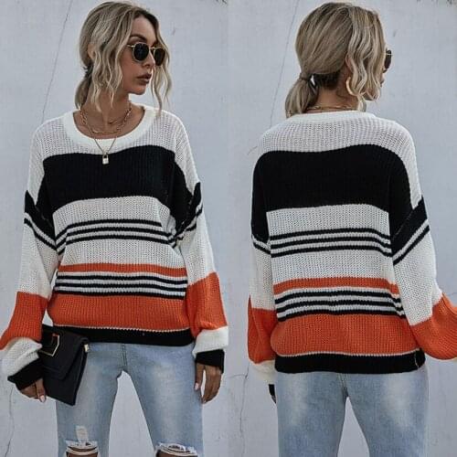 Woman Autumn Sweaters O-Neck Patchwork Mujer Suéteres Sweater Pullovers Jersey Pull Femme Sweter Streetwear Dropshipping Winter