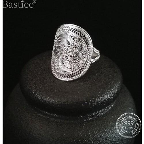 999 Sterling Silver Custom Ring For Women Personalized Jewelry Rings Hmong Handmade Name Letter Adjustable Gifts Free Shipping