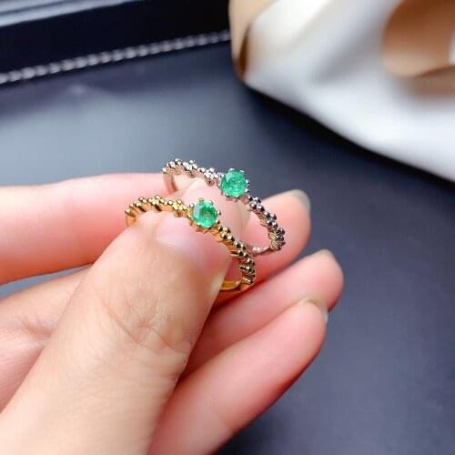 100% 925 sterling silver real Natural green Emerald Rings fine Jewelry gift women wedding open wholesale new mj3.53.5855agml