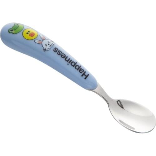 1 Pcs Newborn Baby Child Spoon Cute Cartoon Cutlery High Quality Handle PP Stainless Steel Baby Feeding Spoon Utensils
