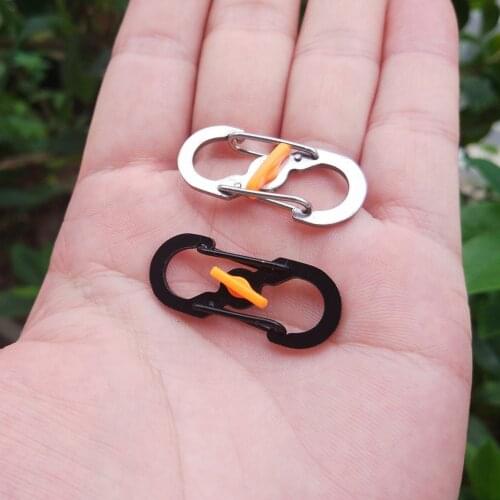 1Pcs Outdoor Camping Carabiner Keychain with Lock 8 Shaped S Buckle Anti-theft Backpack Buckle Anti-dropping Metal Climbing Clip