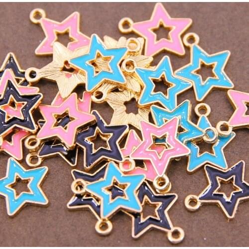 10PCS/Lot Three Colors Metal Alloy Enamel Star Charms Jewelry Pendants for DIY Bracelet Necklace Jewelry Making