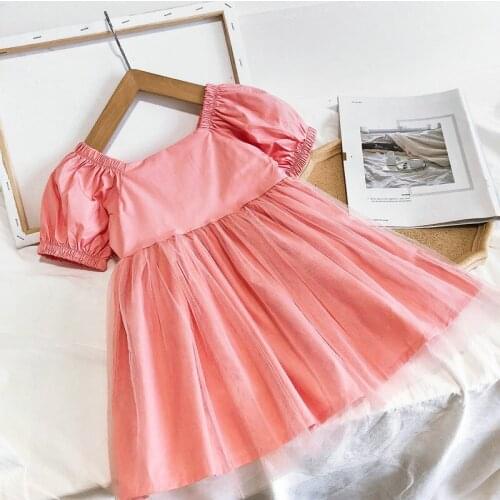 2021 Summer Pleated Tutu Dresses Baby Girls Ruff Sleeve Party Dress For Kids Clothes Girls Children Clothing Costume 3-7T