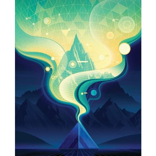 5D DIY Poured Glue Diamond Painting Kit Scalloped Edge Future World Creativity Wall Decoration Unique Handcraft Gift Soft Canvas