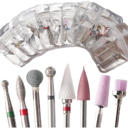 7PCS Ceramic Diamond Nail Drill Bit Set Polishing Milling Cutter Nail File Electric Nail Art Rotating Accessories Grinding Tool