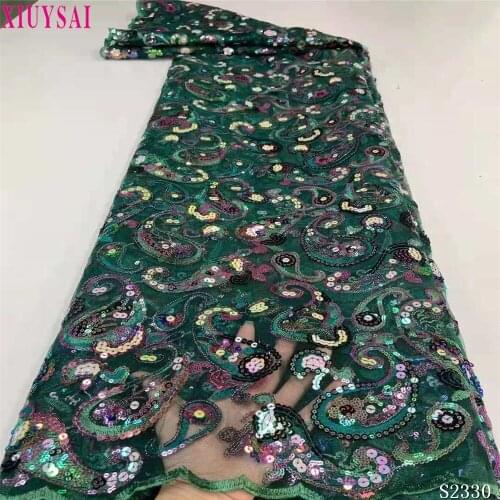 African Lace Fabric Latest Sequins Nigerian French Lace Fabrics 2021 High Quality Lace Sequined For Wedding Dress Sewing