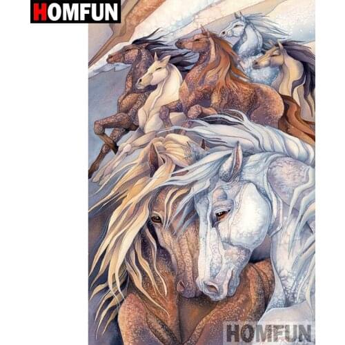 HOMFUN 5D DIY Diamond Painting Full Square/Round Drill "Animal horse" Embroidery Cross Stitch gift Home Decor Gift A08856