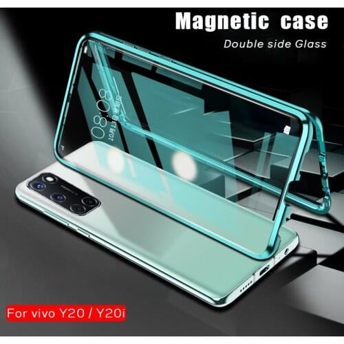 Full Protection Double Side Tempered Glass Magnetic Metal Case for Vivo Y20 Y20i Y20 I T 20i 2020 Explosion Proof Back Cover