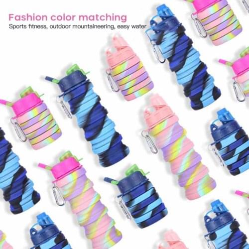 Hot 500ML Sports Folding Water Bottle Protein Shaker Outdoor Travel Portable Leakproof Drinkware Silicone My Drink Bottle