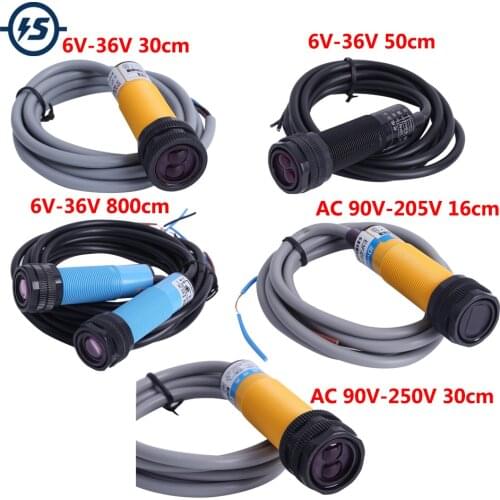 Infrared Photoelectric Distance Detector Sensor Switch Controller NO NPN Output Diffuse Proximity Switch DC 6V-36V AC90V-250V