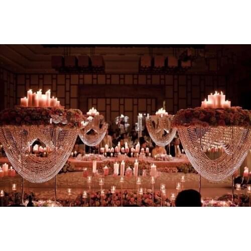 Crystal Table Centerpiece Flower Stand with bead strands Wedding Decoration 6pcs/lot