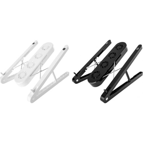 Laptop Bracket Folding Radiator Exhaust Cooling Fan Mute Portable Office Base Plate with Colorful Lights