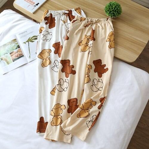 Hot Sell Trousers Women Pajama Pants Spring/autumn Pure Cotton Loose Leisure Female Home Bottoms Fashion Cartoon Lady Bottoms