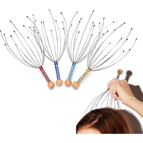 1Pcs 12 Finger Head Relax Massager Hair Held SPA Scalp Neck Stress Relief Massage Release Head Physician Steel Ball Massager