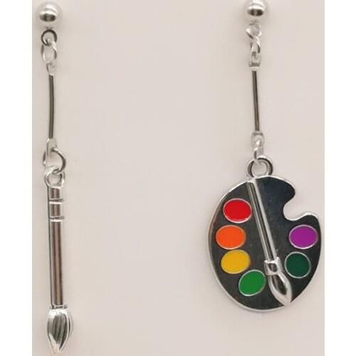 Fashion unique colorful artist palette irregular earrings for ladies gift jewelry