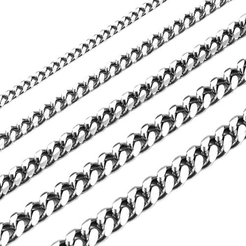 Mens Chain 3.5/5/6/7/8mm Stainless Steel Silver Color Chain Necklace Waterproof Cuban Link Punk Gift Women Jewelry