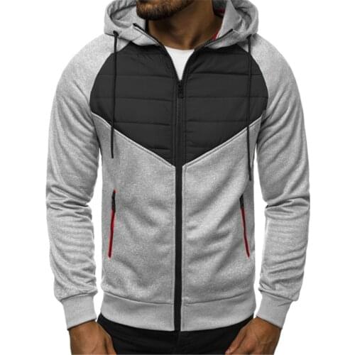 Men cardigan sweater 2020 New Men Casual Sweater Zipper Hooded Sweater Coat Mens Splicing Cardigan