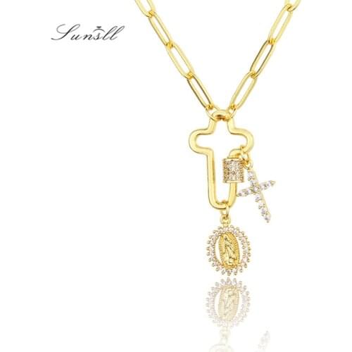 New fashion jewelry necklace religious cross pendant combination sweater chain women banquet jewelry pendant necklace gift