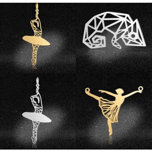 100% Stainless Steel Chamelon Ballet Dancer DIY Connector Charm Pendants Wholesale Never Tarnish AAAAA Quality