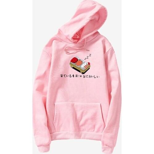 2020 Autumn Winter Sweatshirts Cartoon Kawaii Sushi Japanese Print Fleece Loose Moletom Feminino Harajuku Pullover