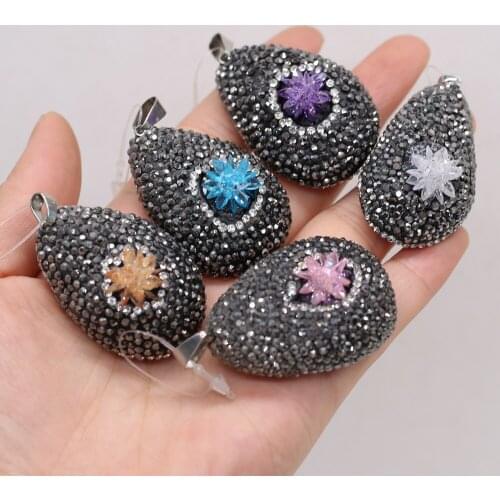 Natural Agates Druzy Pendant Charms Water Drop Shape Pendant for Women Men DIY Jewelry Necklace Wholesale 25x45-28x48mm