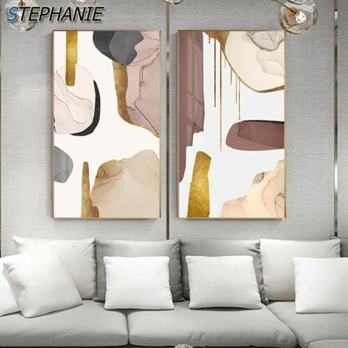 Multicolor Color Block Abstract Golden Purple Canvas Poster Wall Art Print Nordic Simple Painting Modern Home Decoration Picture