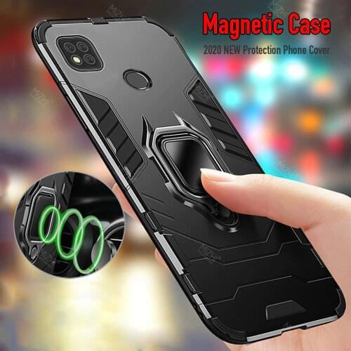 Shockproof armor case Redmi 9C cases For xiaomi redmi 9c 9 c c9 xiomi redmi9c stand holder magnetic car ring phone cover coque