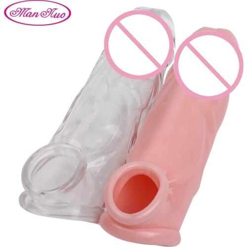 Realistic Penis Enlargement Sleeve Reusable Male Condoms Enlarger Cock Delay Ejaculation Condom Sex Toy for Men Pene Adult Dildo