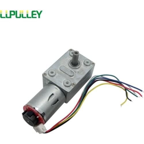 LUPULLEY JGY-370 Permanent Magnet Turbo Worm Geared DC Motor with Encoder Test Code Tray 6V/12V 10/30/90rpm Reversible Rotation